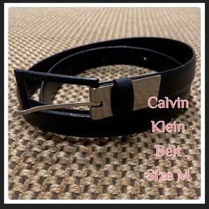Calvin Klein Womens Black Leather Waist Belt M